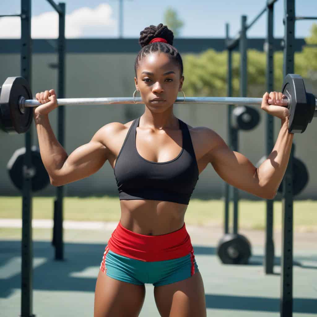 woman lifting weights and improving her muscles